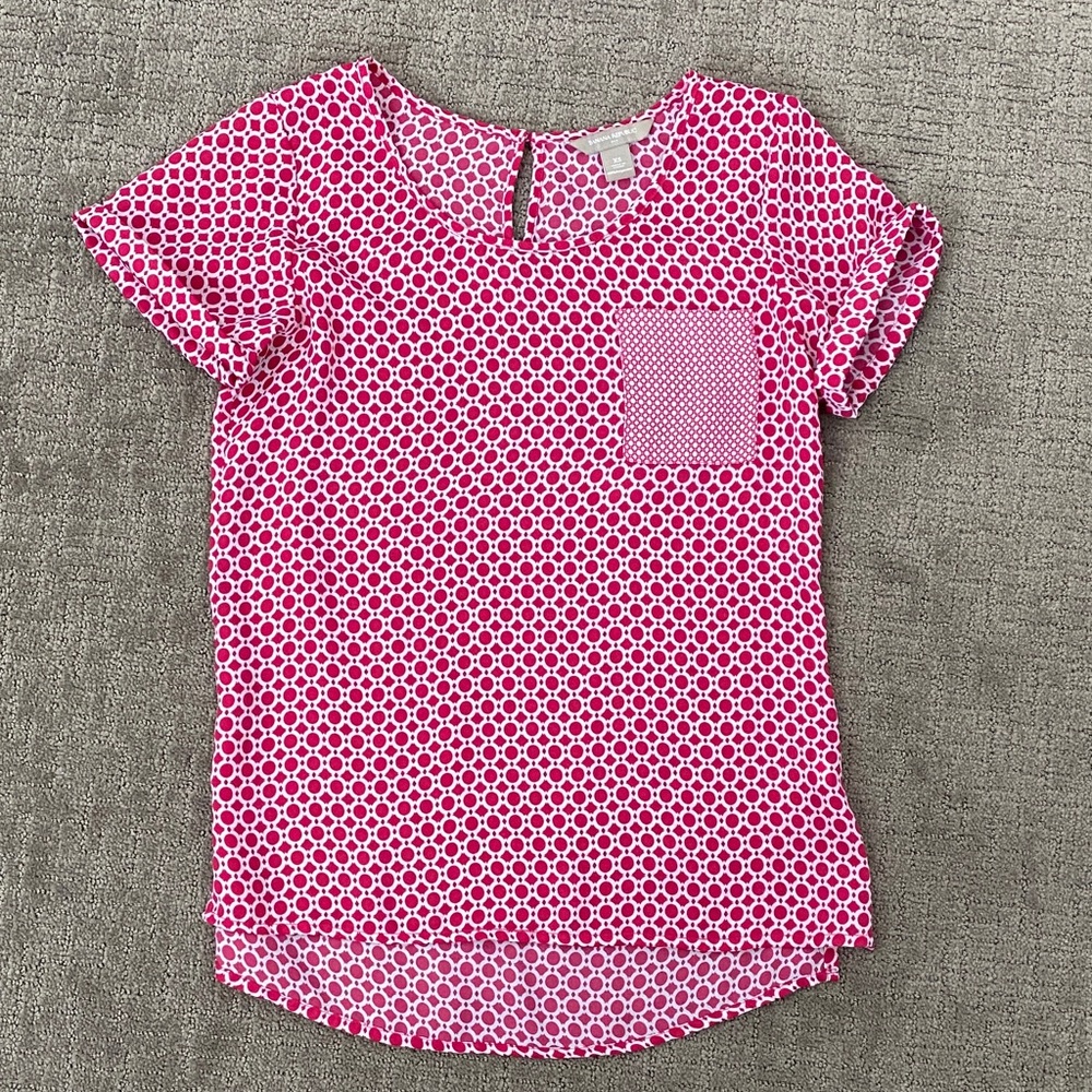 Banana Republic Pink and White Polka Dot Blouse